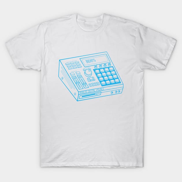 Beat Maker (Vivid Cerulean Lines) Analog / Music T-Shirt by Analog Digital Visuals